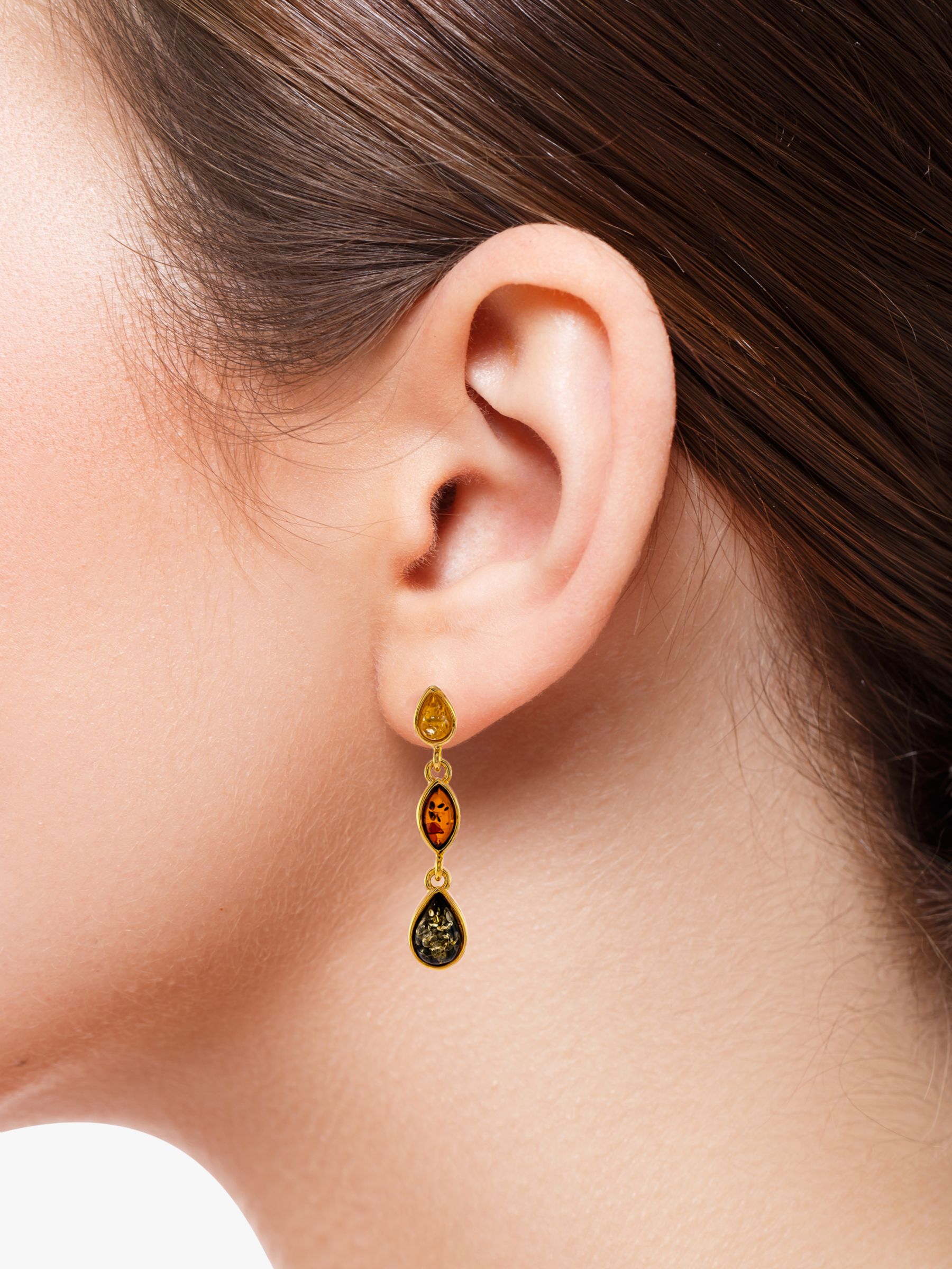 Buy Be-Jewelled Triple Amber Drop Earrings, Gold Online at johnlewis.com