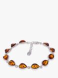 Be-Jewelled Baltic Amber Chain Bracelet, Silver/Cognac