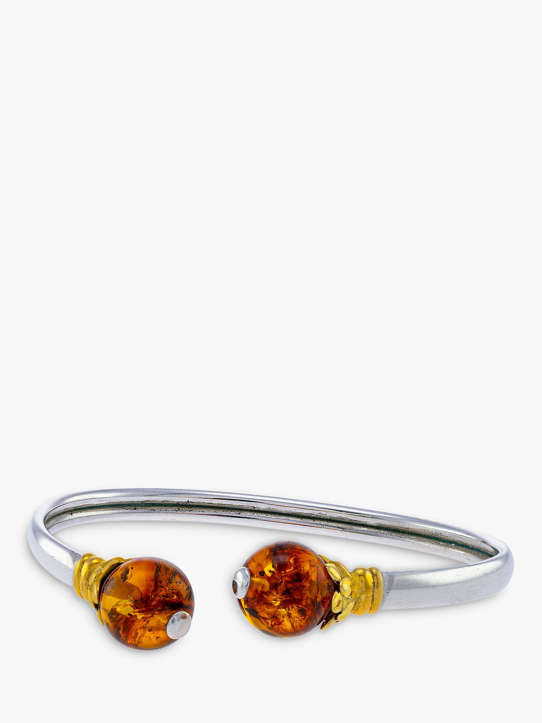 Buy Be-Jewelled Baltic Amber Two-Tone Cuff Bracelet, Silver/Cognac Online at johnlewis.com