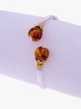Be-Jewelled Baltic Amber Two-Tone Cuff Bracelet, Silver/Cognac