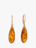 Be-Jewelled Lozenge Shape Amber Drop Earrings, Gold/Cognac