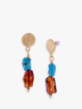 Be-Jewelled Turquoise and Amber Drop Earrings, Multi