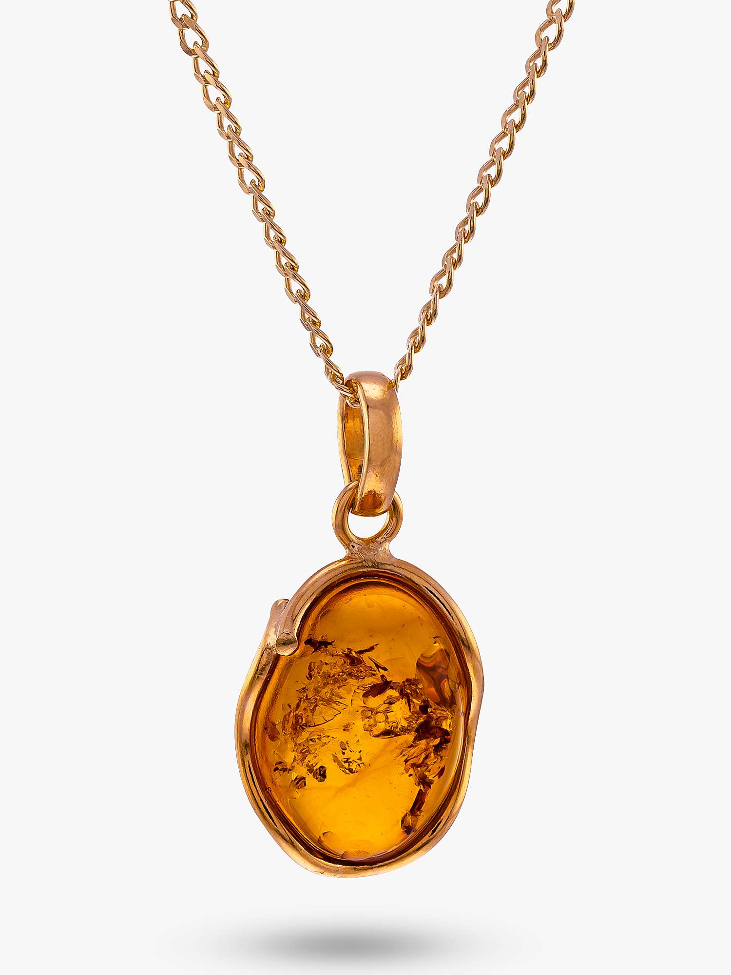 Buy Be-Jewelled Organic Baltic Amber Pendant Necklace, Gold/Cognac Online at johnlewis.com