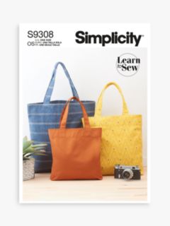 Simplicity Accessories Tote Bags Sewing Pattern, S9308, OS