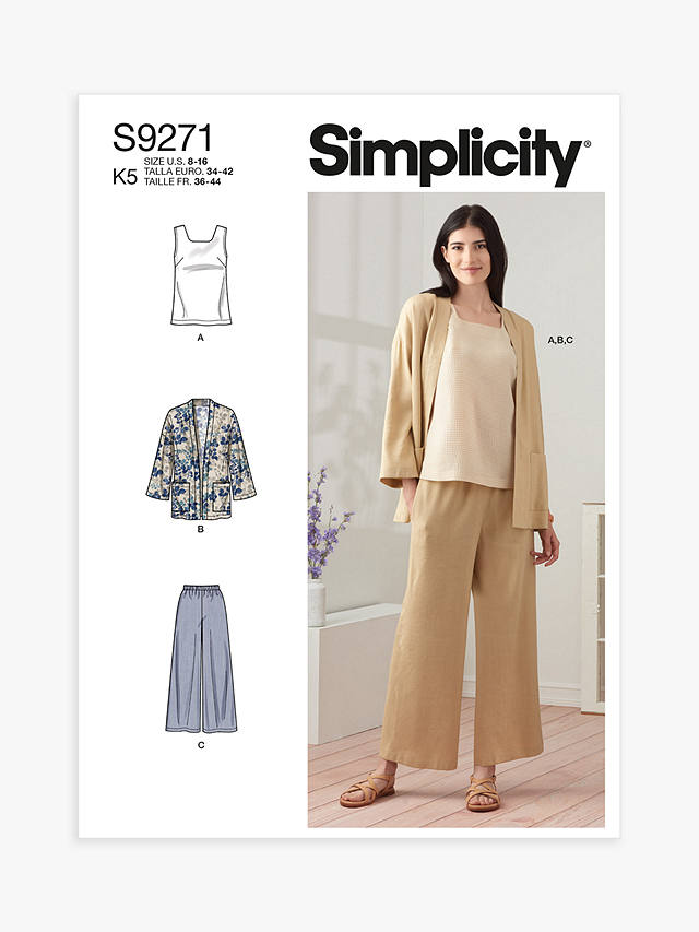 Simplicity Misses' Jacket, Tank top and Cropped Trousers Sewing Pattern, S9271, K5