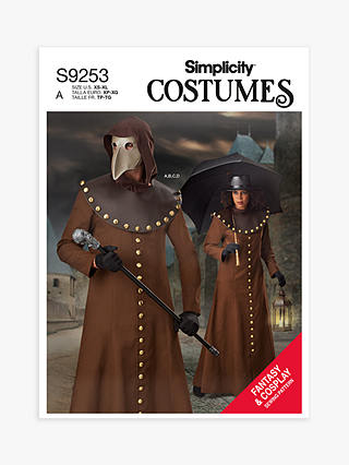 Simplicity Costume Unisex Plague Doctor Sewing Pattern, S9253, A