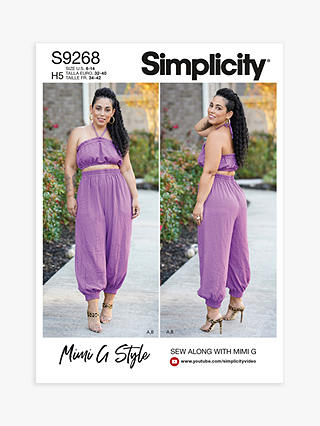 Simplicity Misses' Bra Top and Wide Leg Trousers Sewing Pattern, S9268, H5