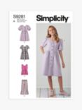 Simplicity Girls' Dress and Pull On Trousers Sewing Pattern, SS9281, A