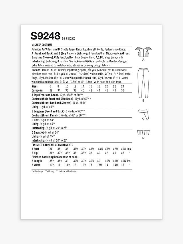 Simplicity Costume Space Mercenary Sewing Pattern, S9248, H5