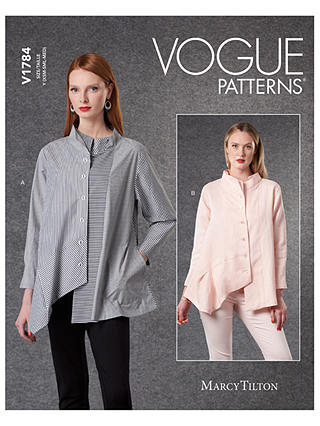 Vogue Misses' Loose Fit Asymmetric Shirt Sewing Pattern V1784, Y