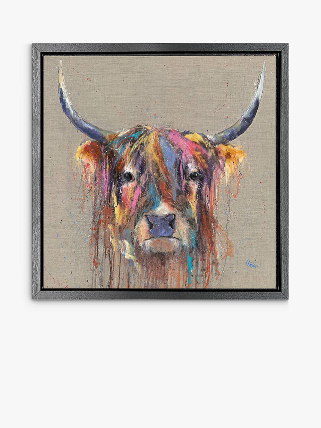 Louise Luton - Dottie Highland Cow Framed Print, 34 x 34cm, Natural/Multi