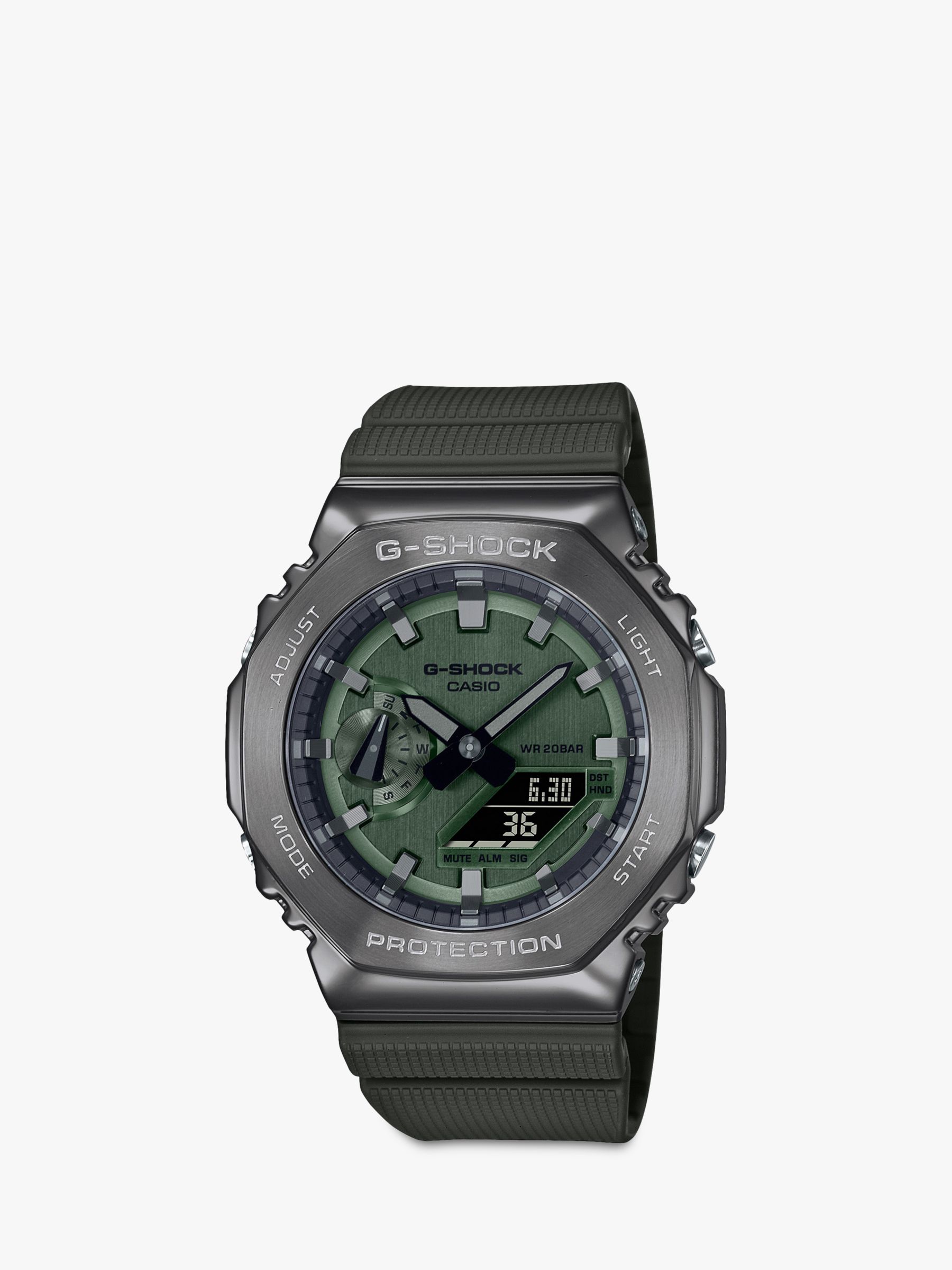 Casio GM-2100 Men's G-Shock Carbon Core Resin Strap Watch, Green  GM-2100B-3AER at John Lewis  Partners