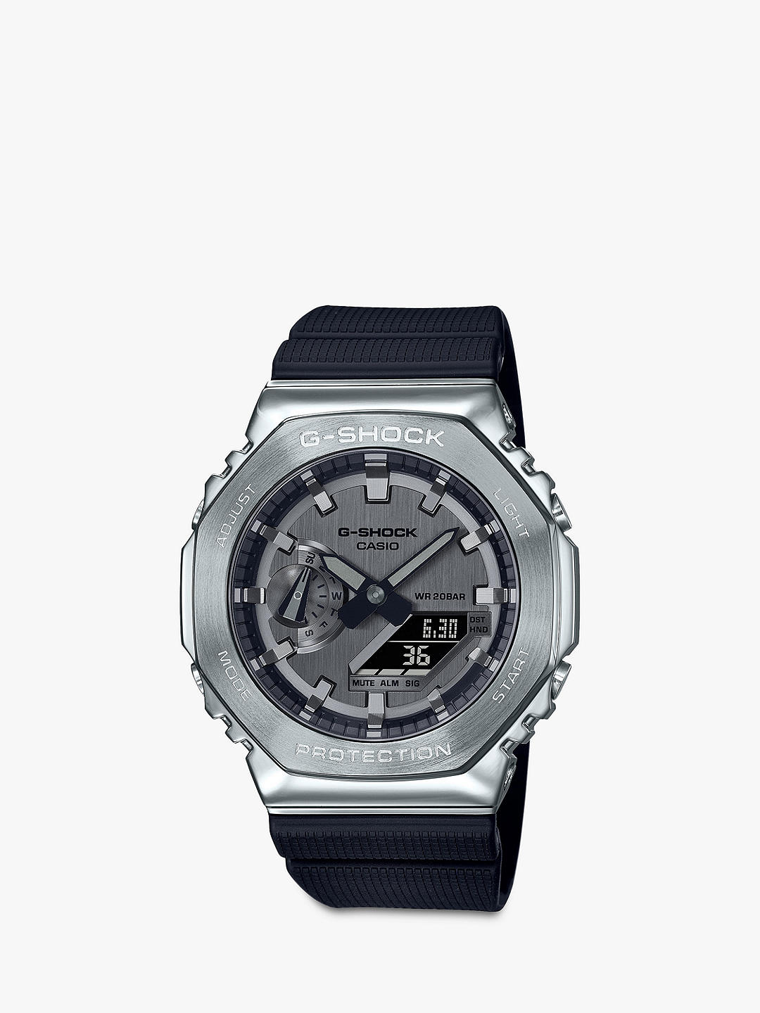 Casio GM-2100 Men's G-Shock Carbon Core Resin Strap Watch, Black/Silver Gm-2100-1aer