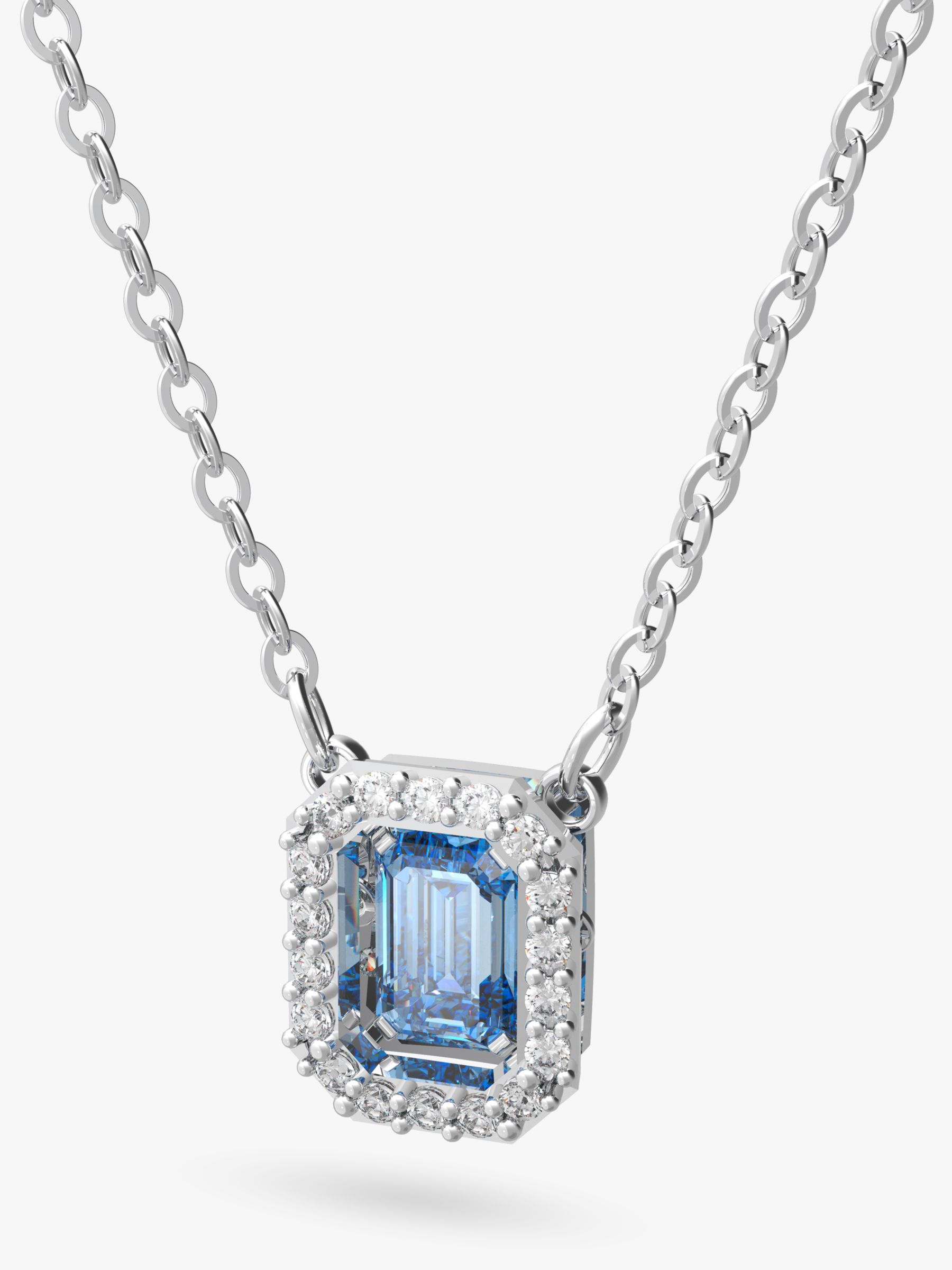 Swarovski Millenia Octagonal Pendant Necklace, Silver/Fancy Blue Light ...