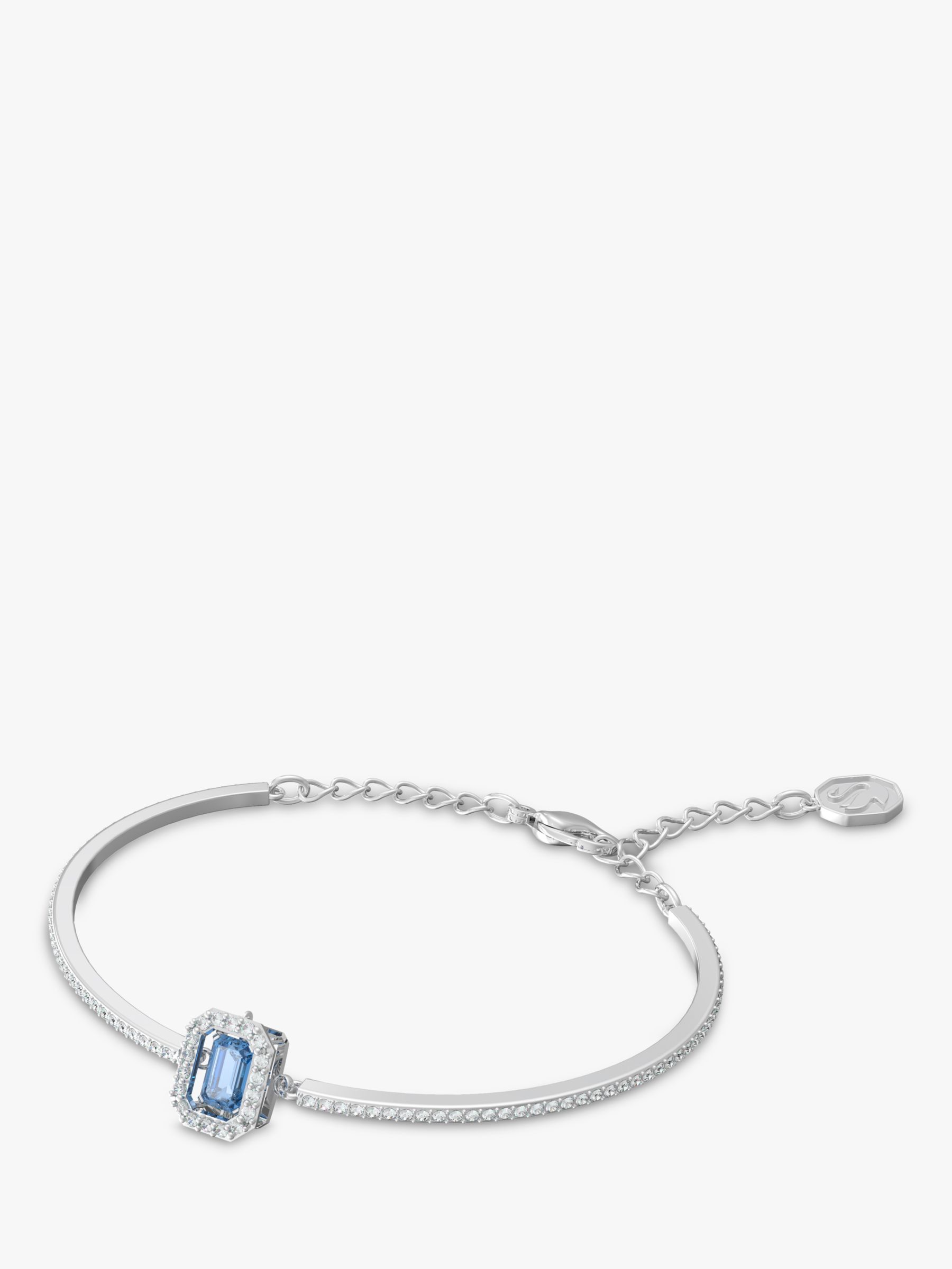 Swarovski Millenia Octagon Cut Crystal Double Bangle, Silver/Light Blue ...
