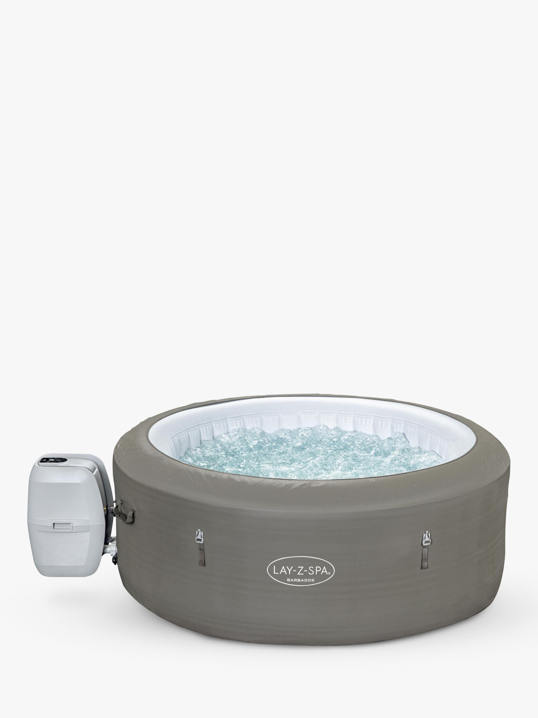 Photo of Lay-z-spa barbados airjet inflatable round hot tub with cover & clearwater spa chemical starter kit 4 person