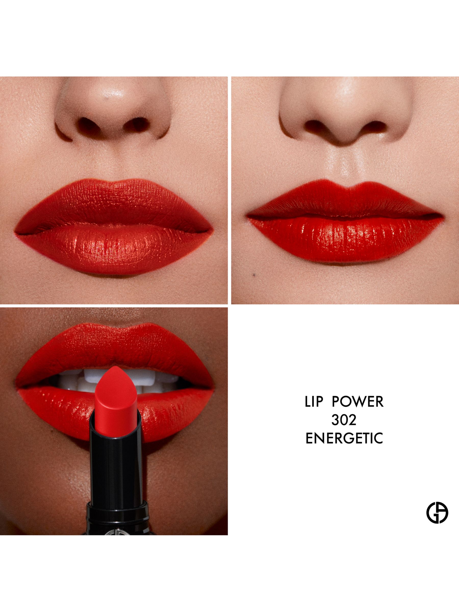 Giorgio Armani Lip Power Vivid Colour Long Wear Lipstick, 302 Energetic at  John Lewis & Partners