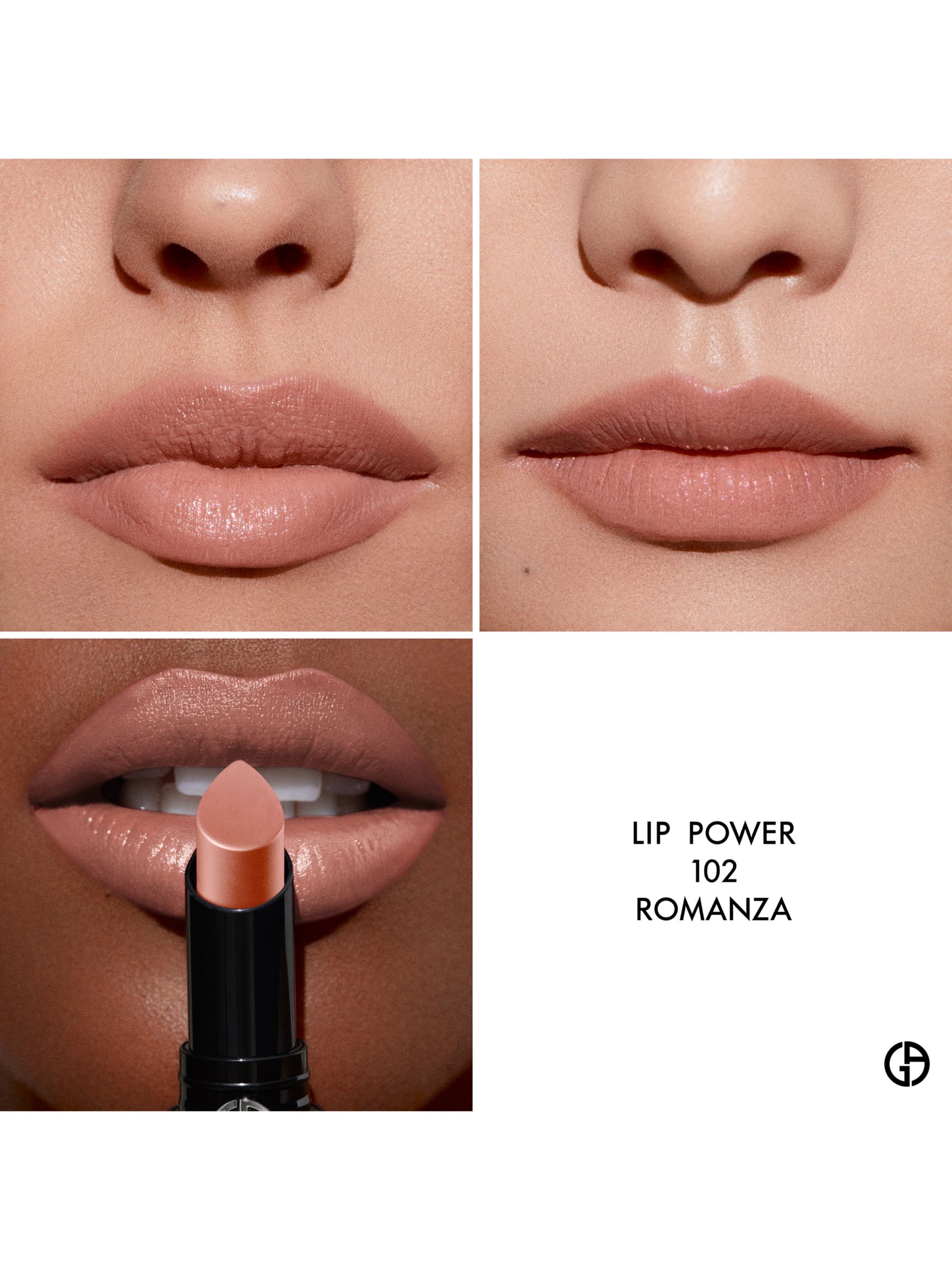 Giorgio Armani Lip Power Vivid Colour Long Wear Lipstick, 102 Romanza at  John Lewis & Partners