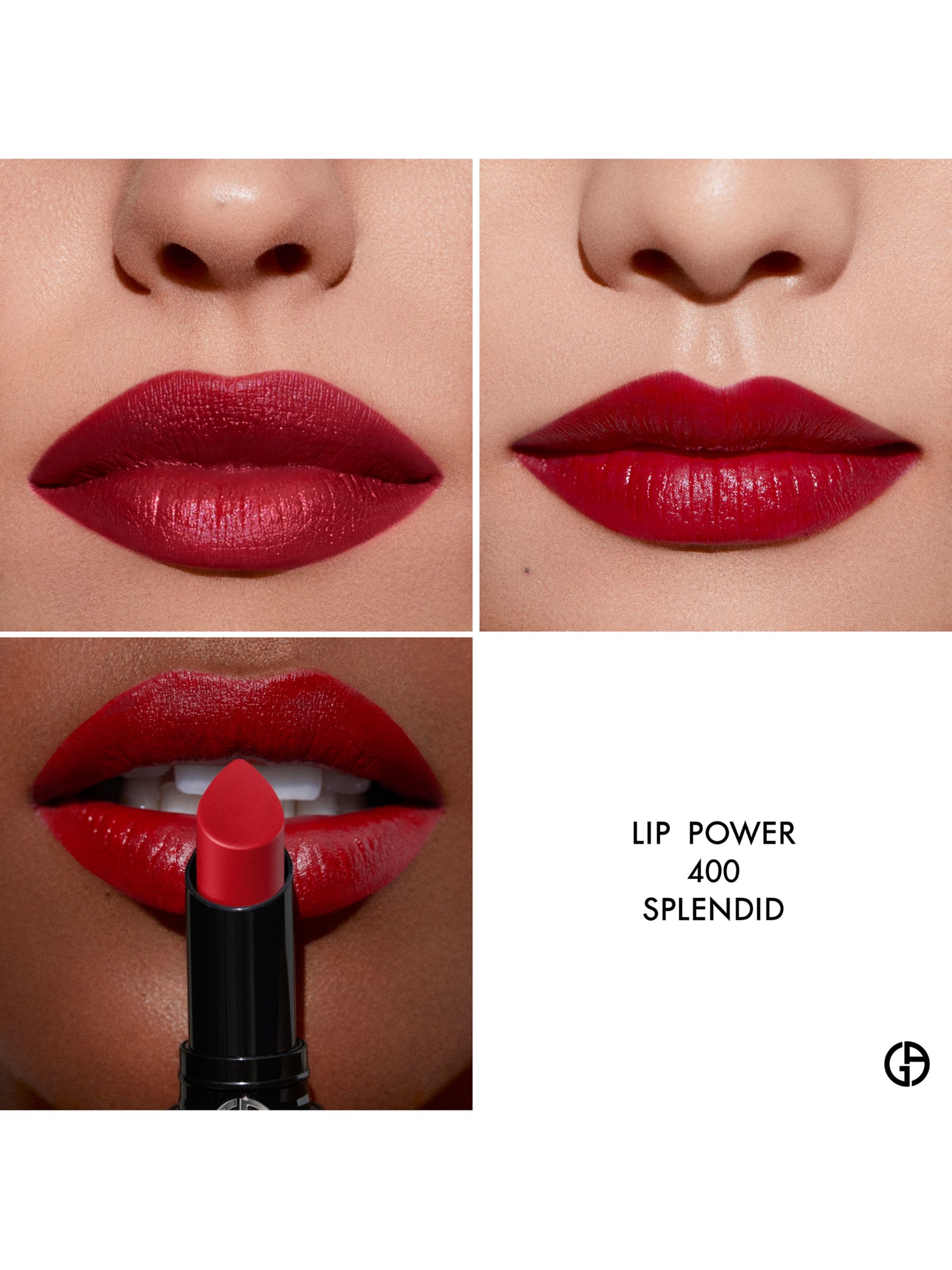 Giorgio Armani Lip Power Vivid Colour Long Wear Lipstick, 400 Four Hundred  at John Lewis & Partners