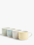 John Lewis & Partners Stripe Print Fine China Espresso Mugs, Set of 4, 85ml, Assorted