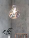 Bay Lighting Caldera Blown Glass Ceiling Light, Chrome/Iridescent