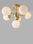 Bay Lighting Riess Glass Semi Flush Ceiling Light, White/Brass
