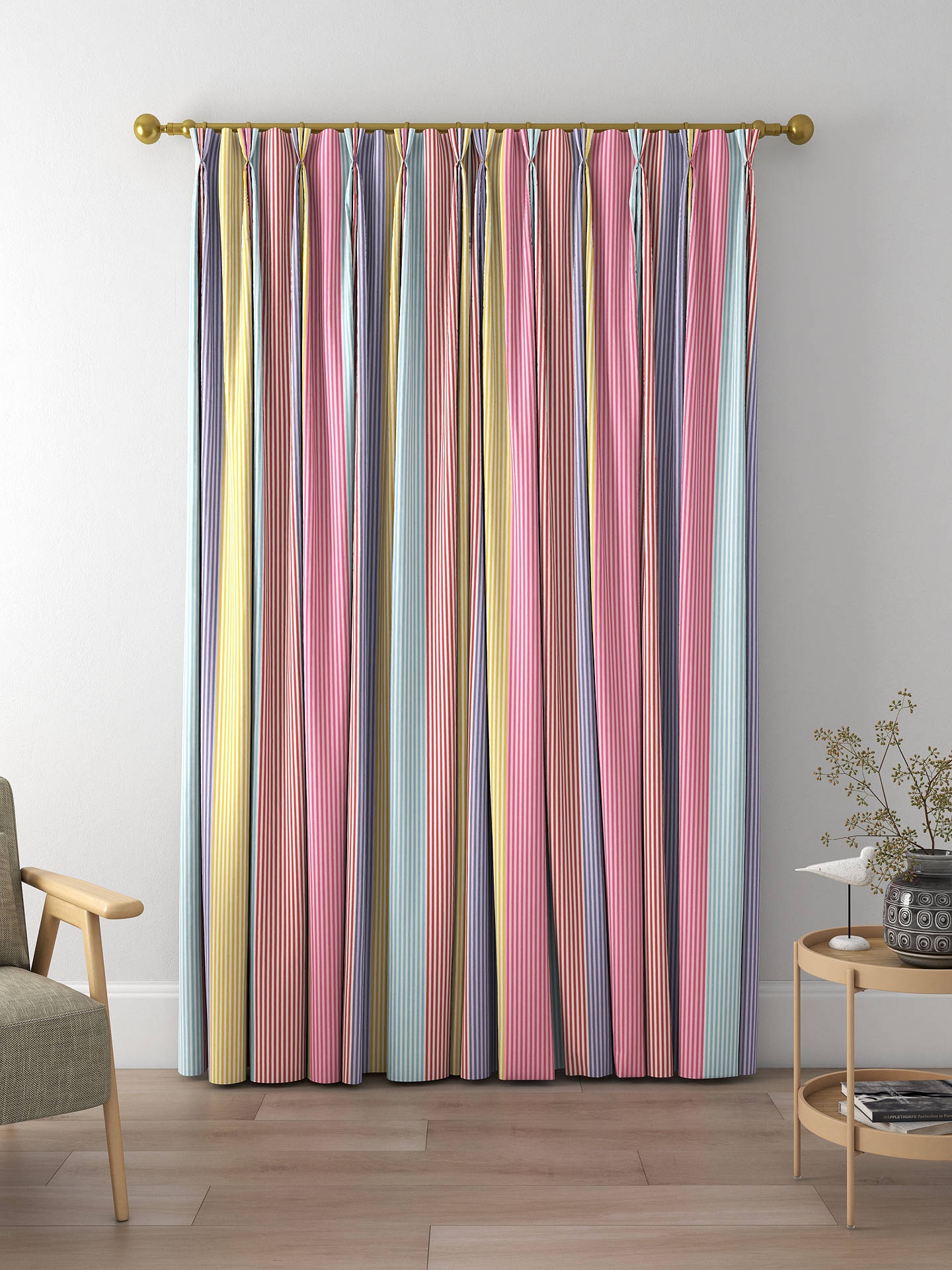 Harlequin Funfair Stripe Made to Measure Curtains, Grape/Cherry