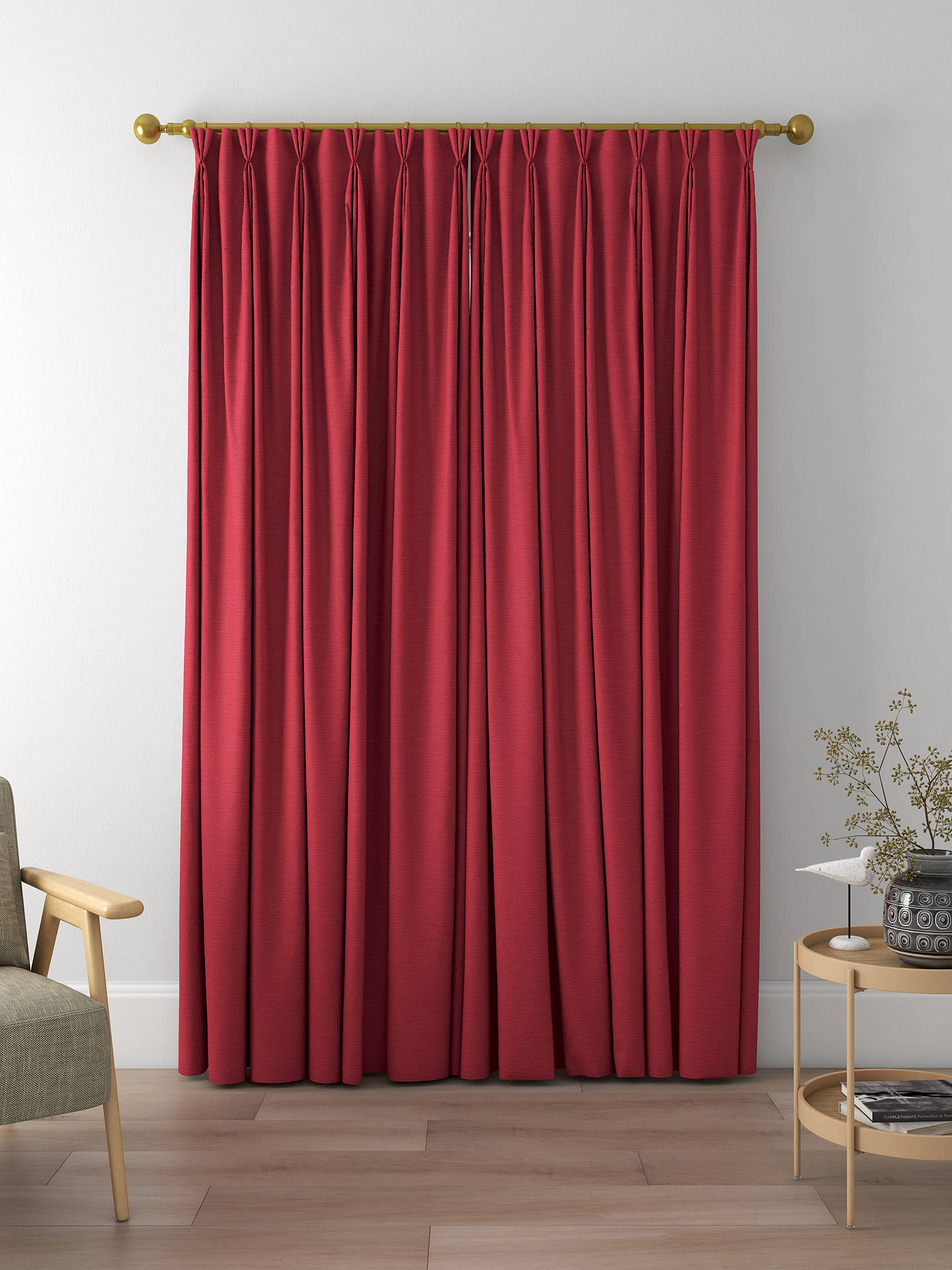 Designers Guild Pampas Made to Measure Curtains, Scarlet