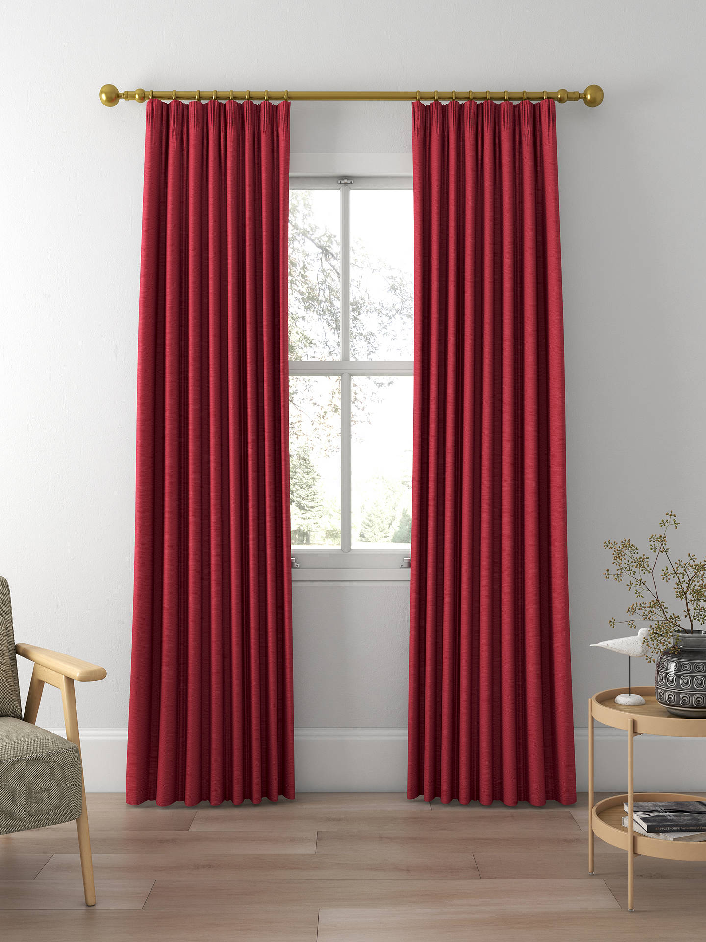 Designers Guild Pampas Made to Measure Curtains, Scarlet