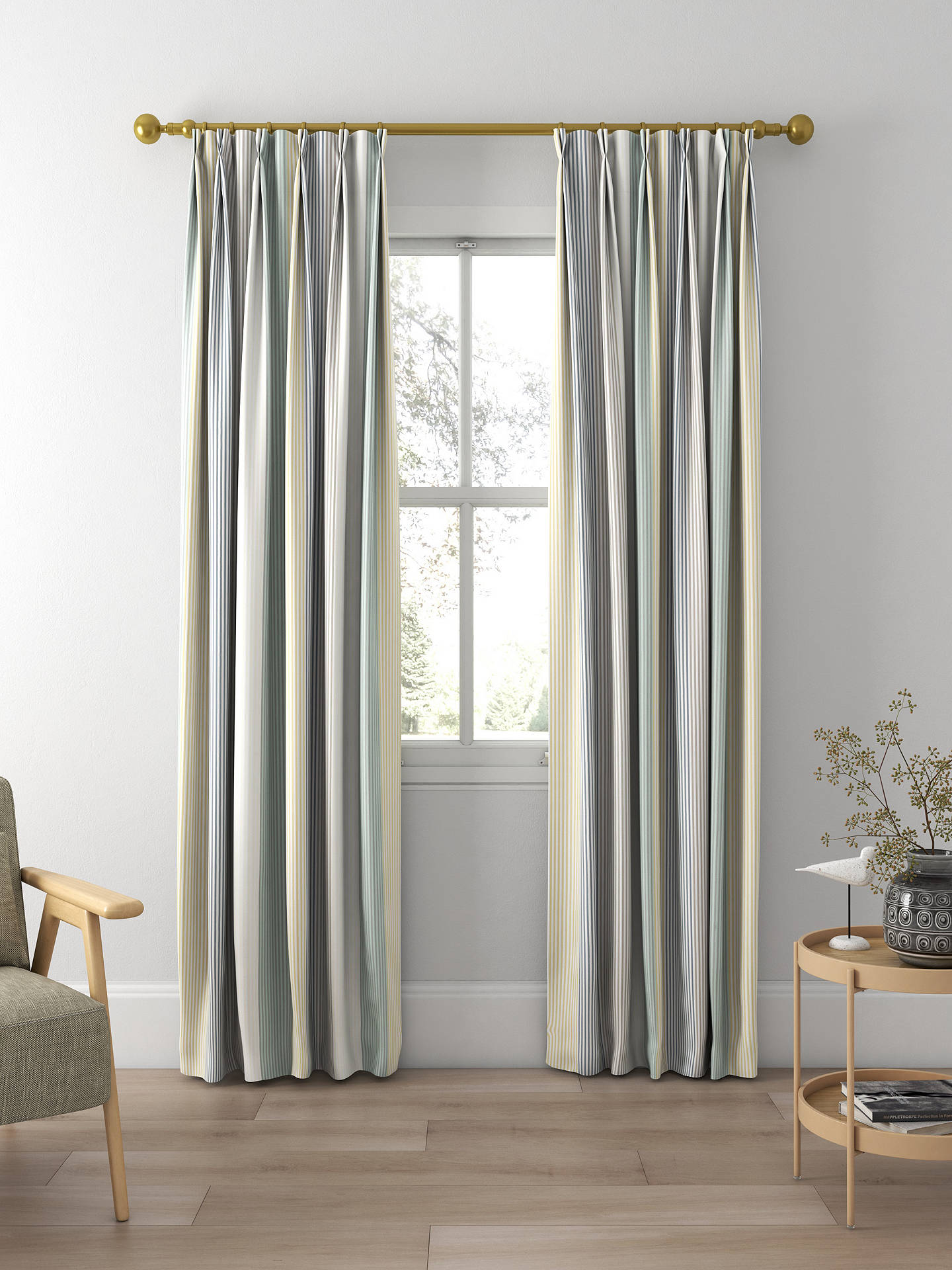 Harlequin Funfair Stripe Made to Measure Curtains, Calico/Cloud/Pebble