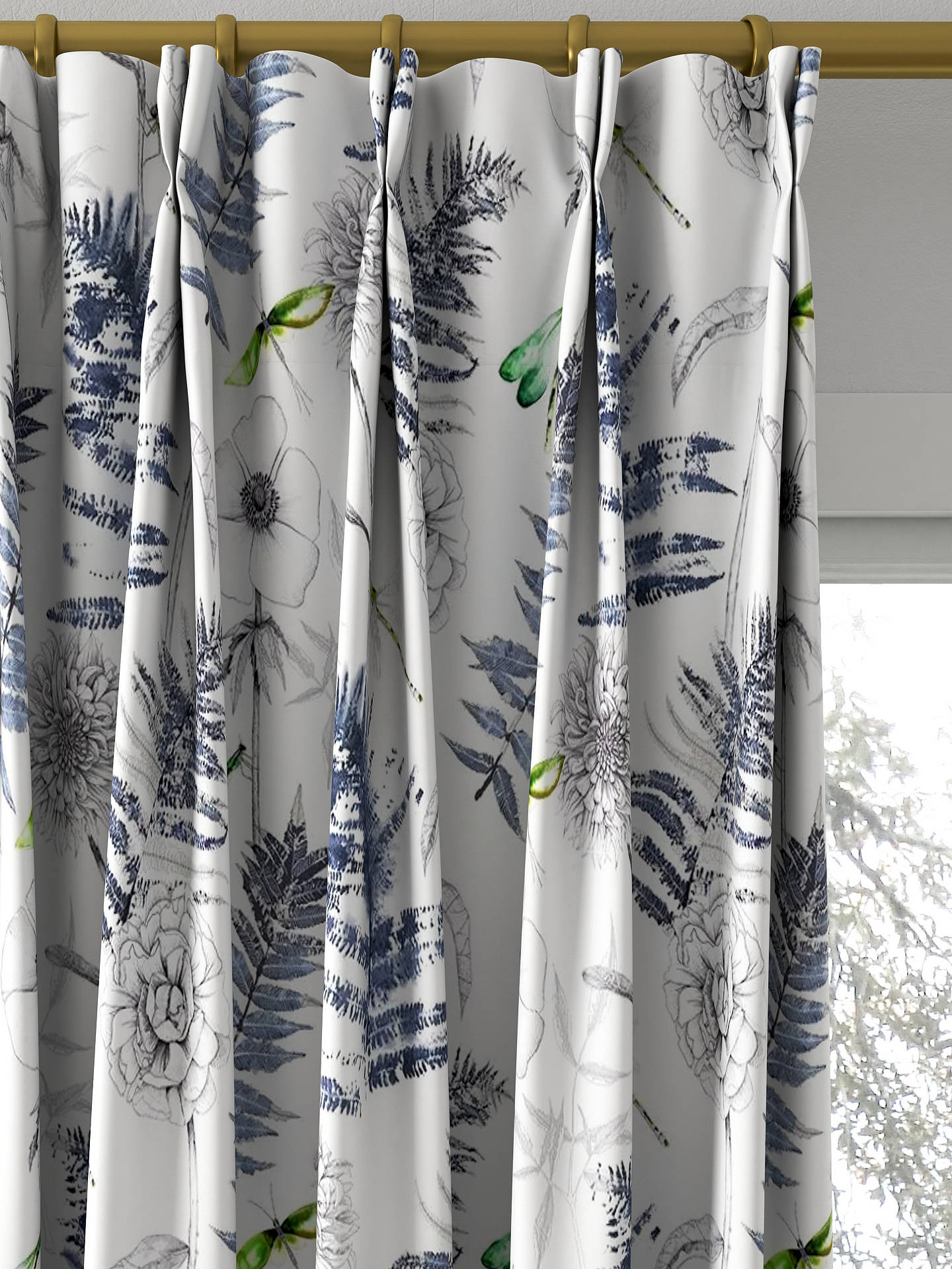 Designers Guild Acanthus Made to Measure Curtains and Roman Blind, Indigo