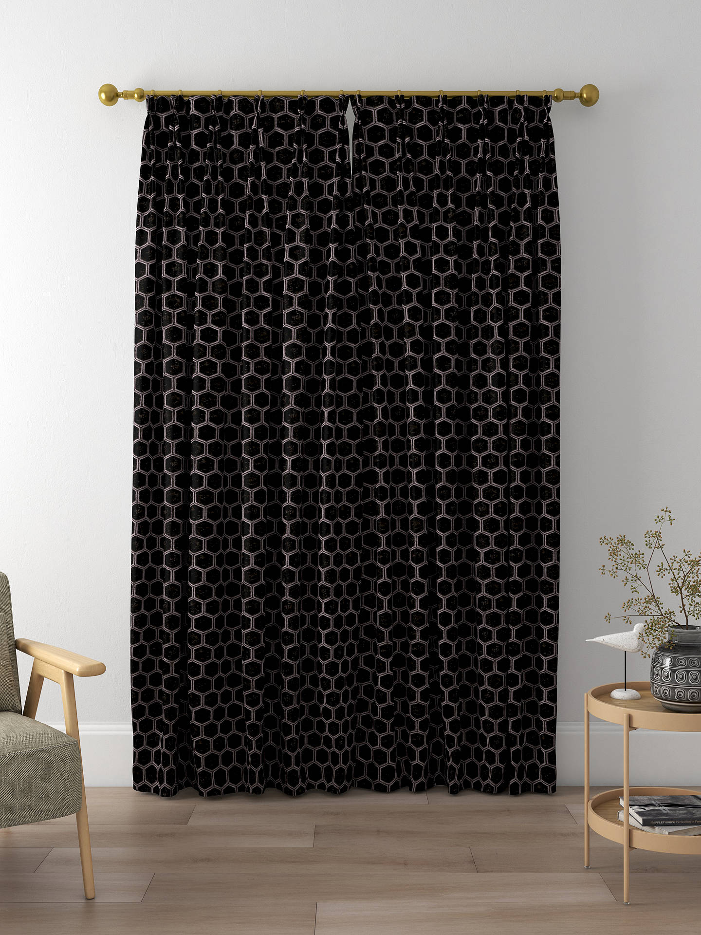 Designers Guild Manipur Made to Measure Curtains, Noir