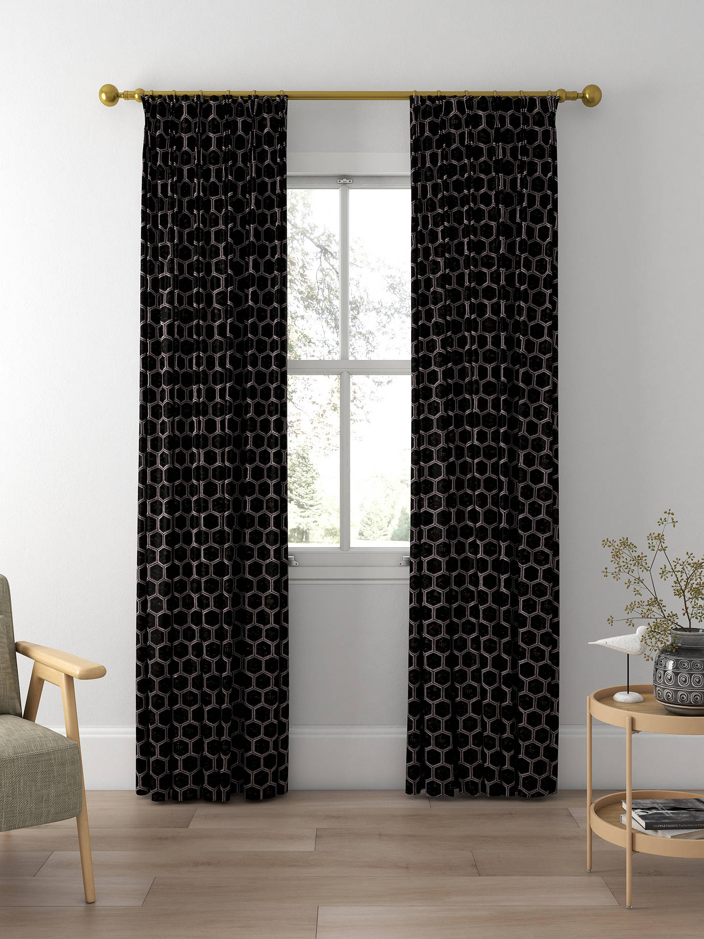Designers Guild Manipur Made to Measure Curtains, Noir