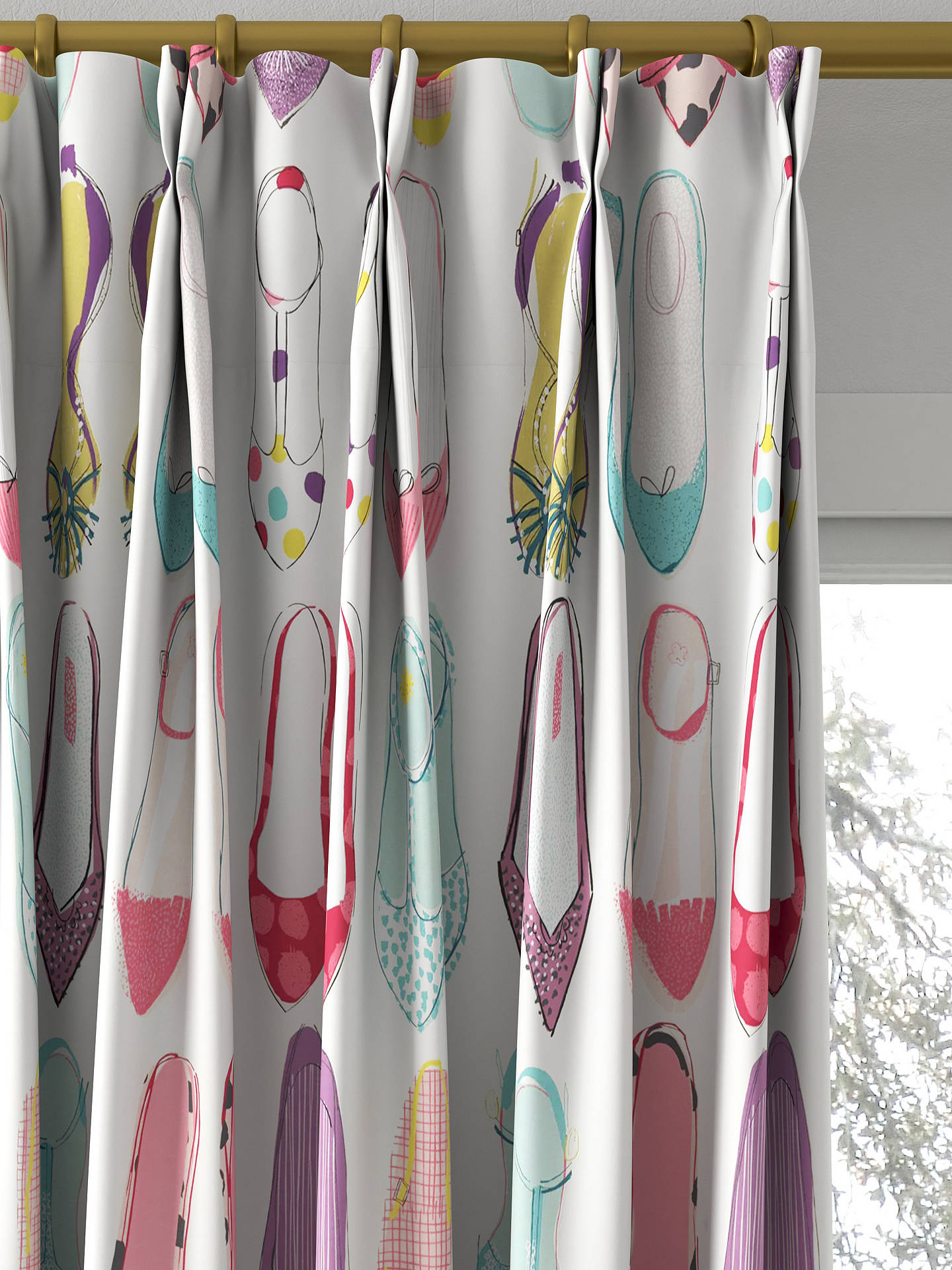 Harlequin World At Your Feet Made to Measure Curtains, Pebble/Blossom/Sky