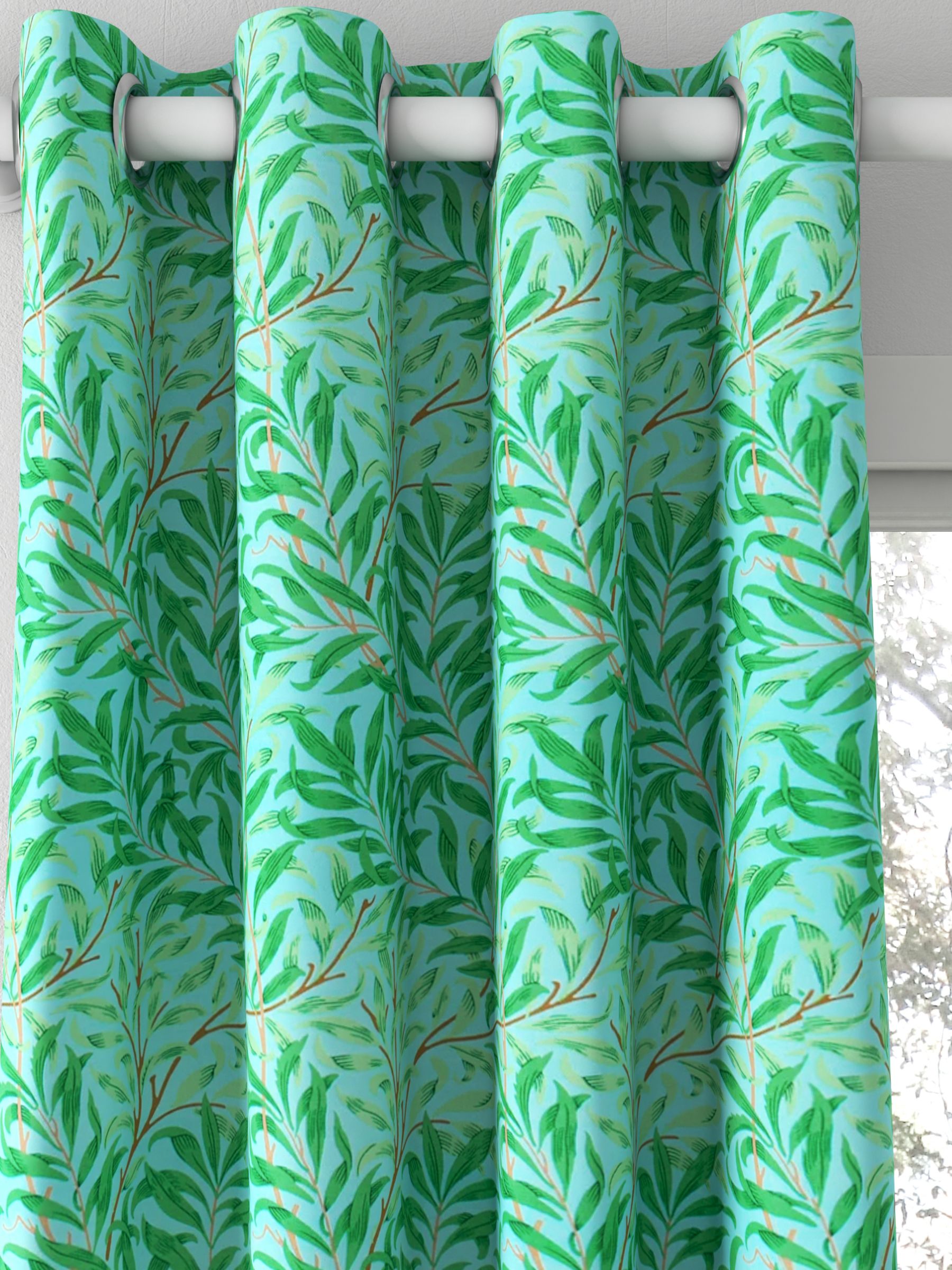 Morris & Co. Willow Boughs Made to Measure Curtains, Sky/Leaf Green
