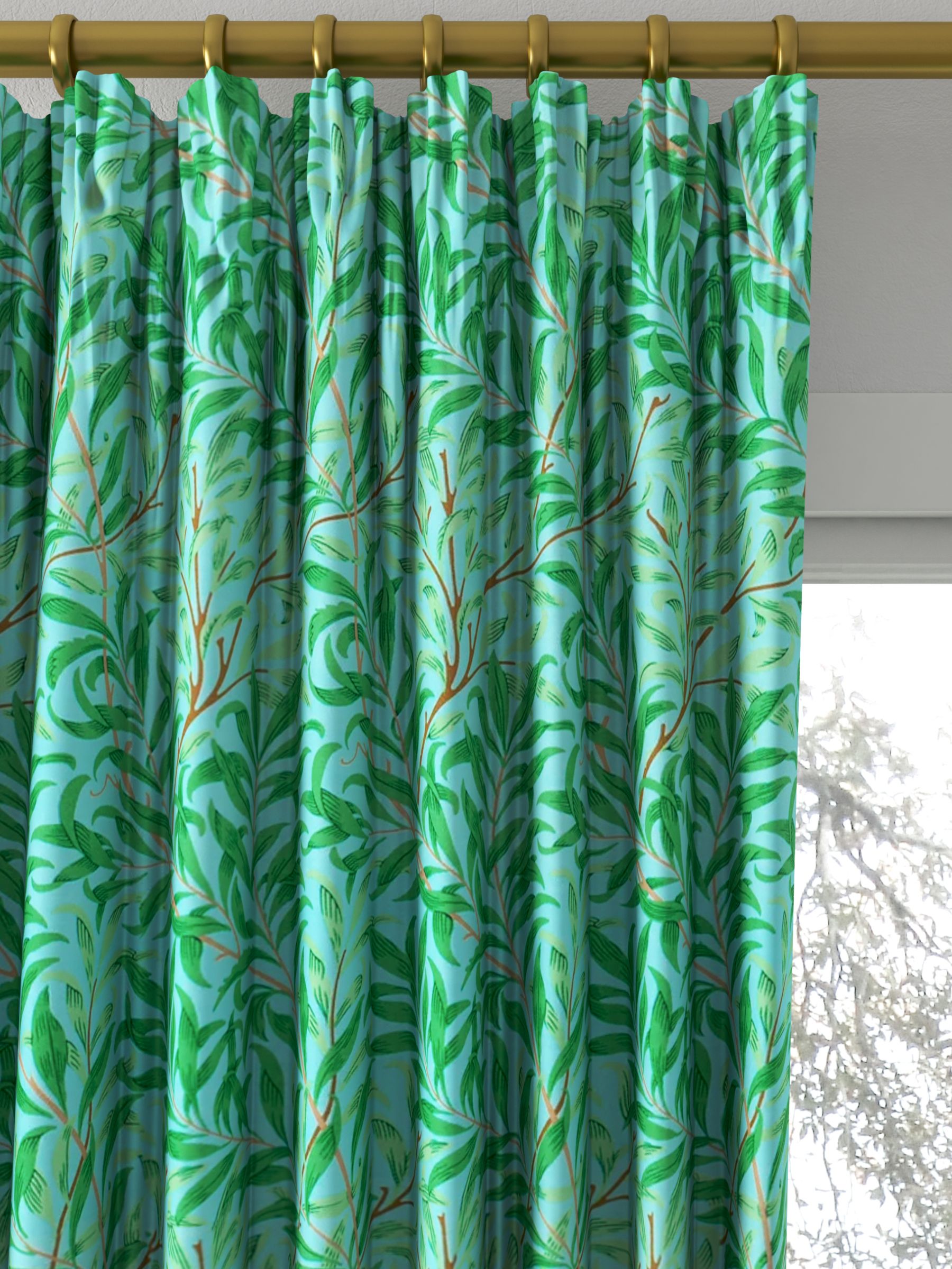 Morris & Co. Willow Boughs Made to Measure Curtains, Sky/Leaf Green