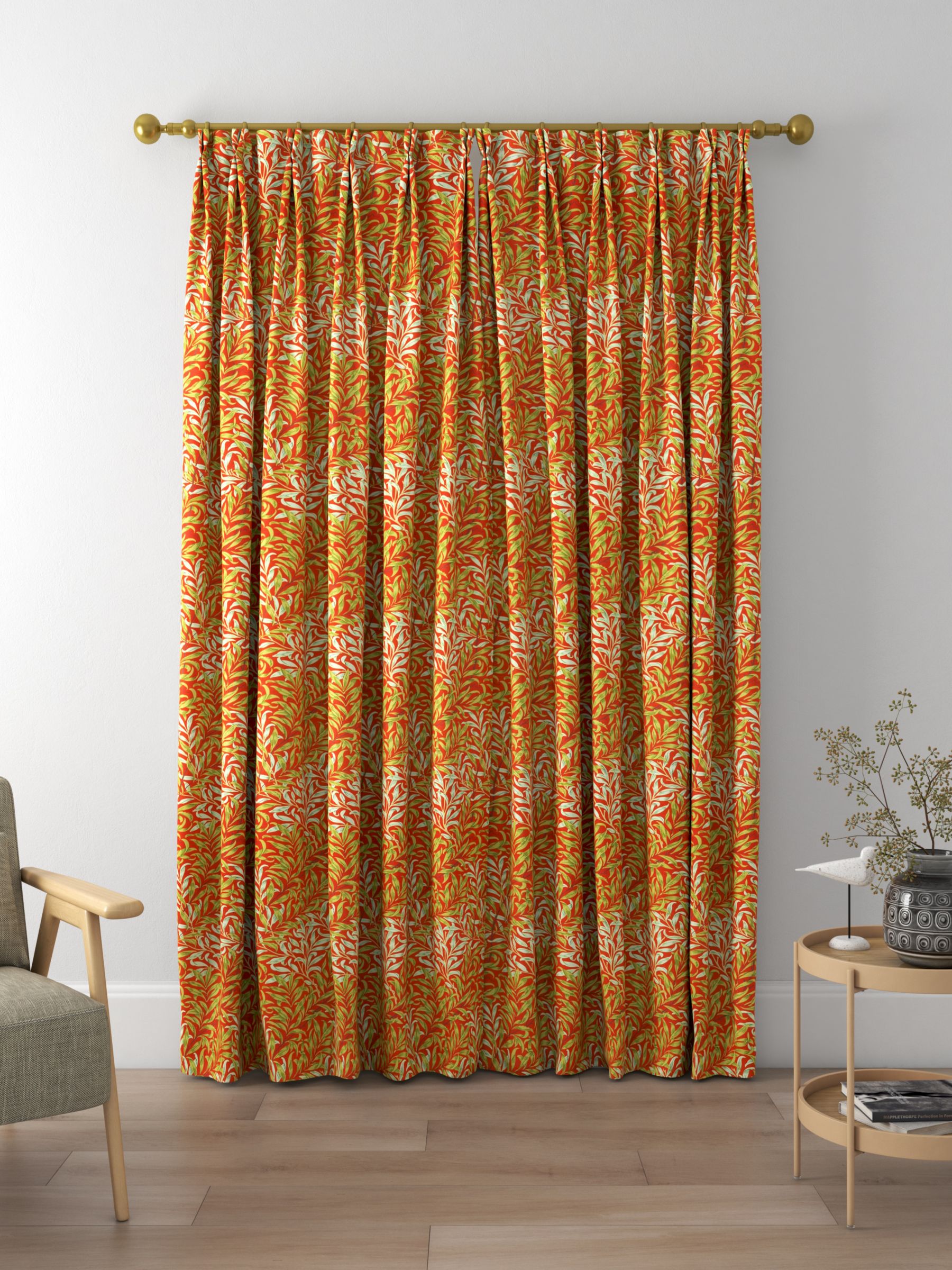 Morris & Co. Willow Boughs Made to Measure Curtains, Tomato/Olive