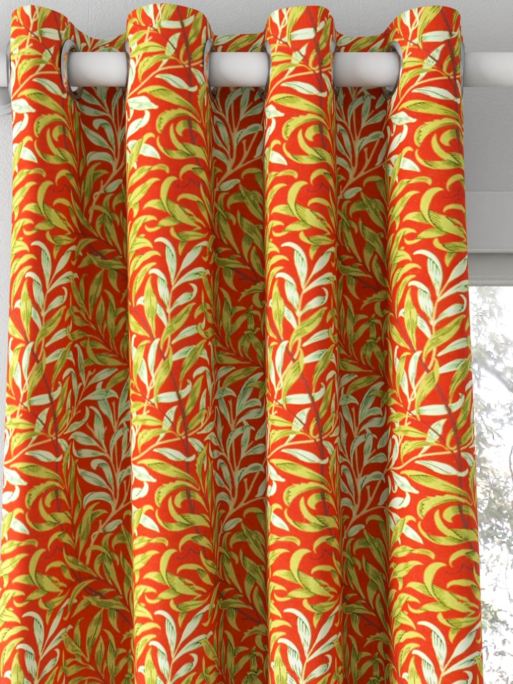 Morris & Co. Willow Boughs Made to Measure Curtains, Tomato/Olive