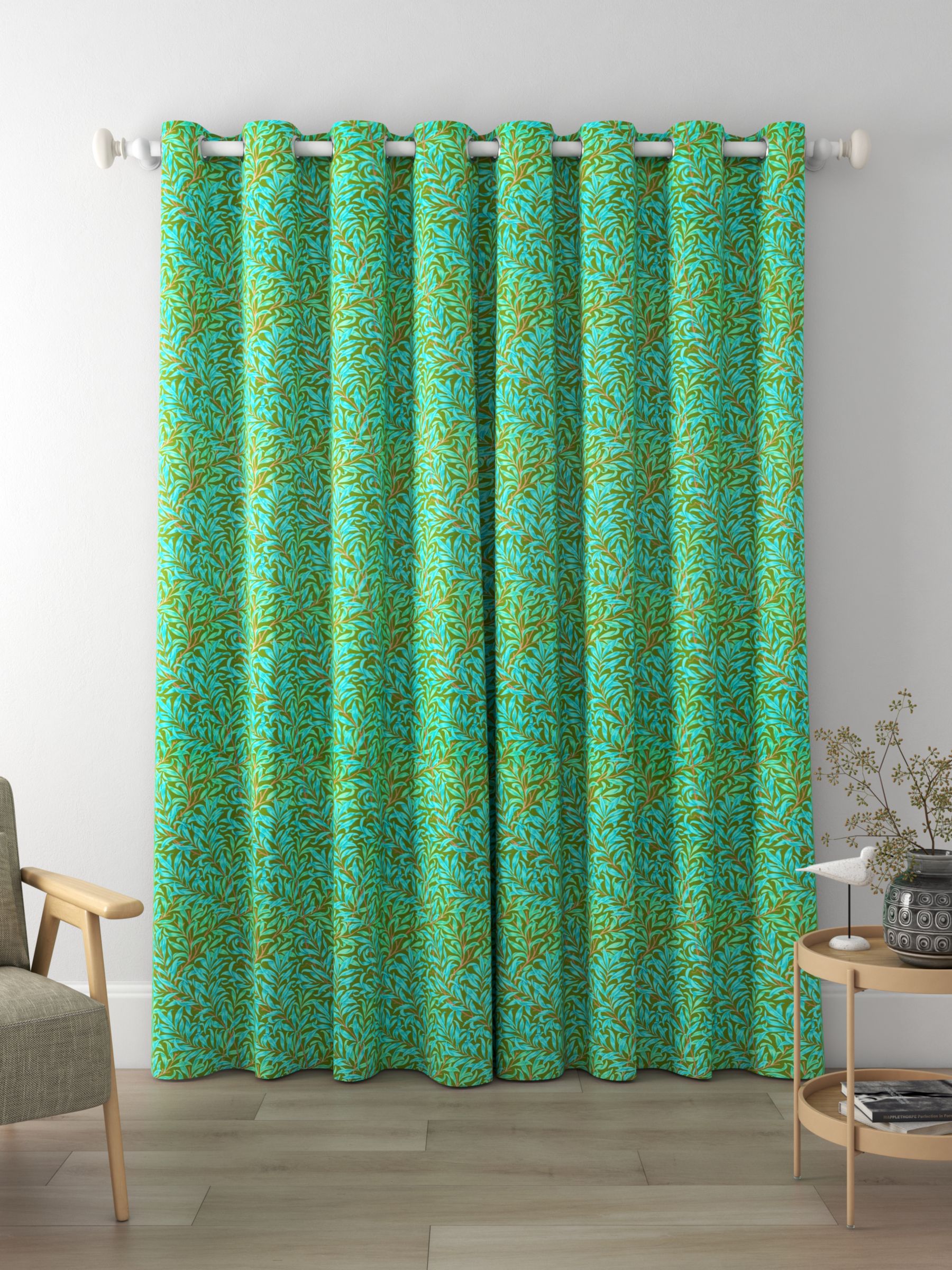 Morris & Co. Willow Boughs Made to Measure Curtains, Olive/Turquoise