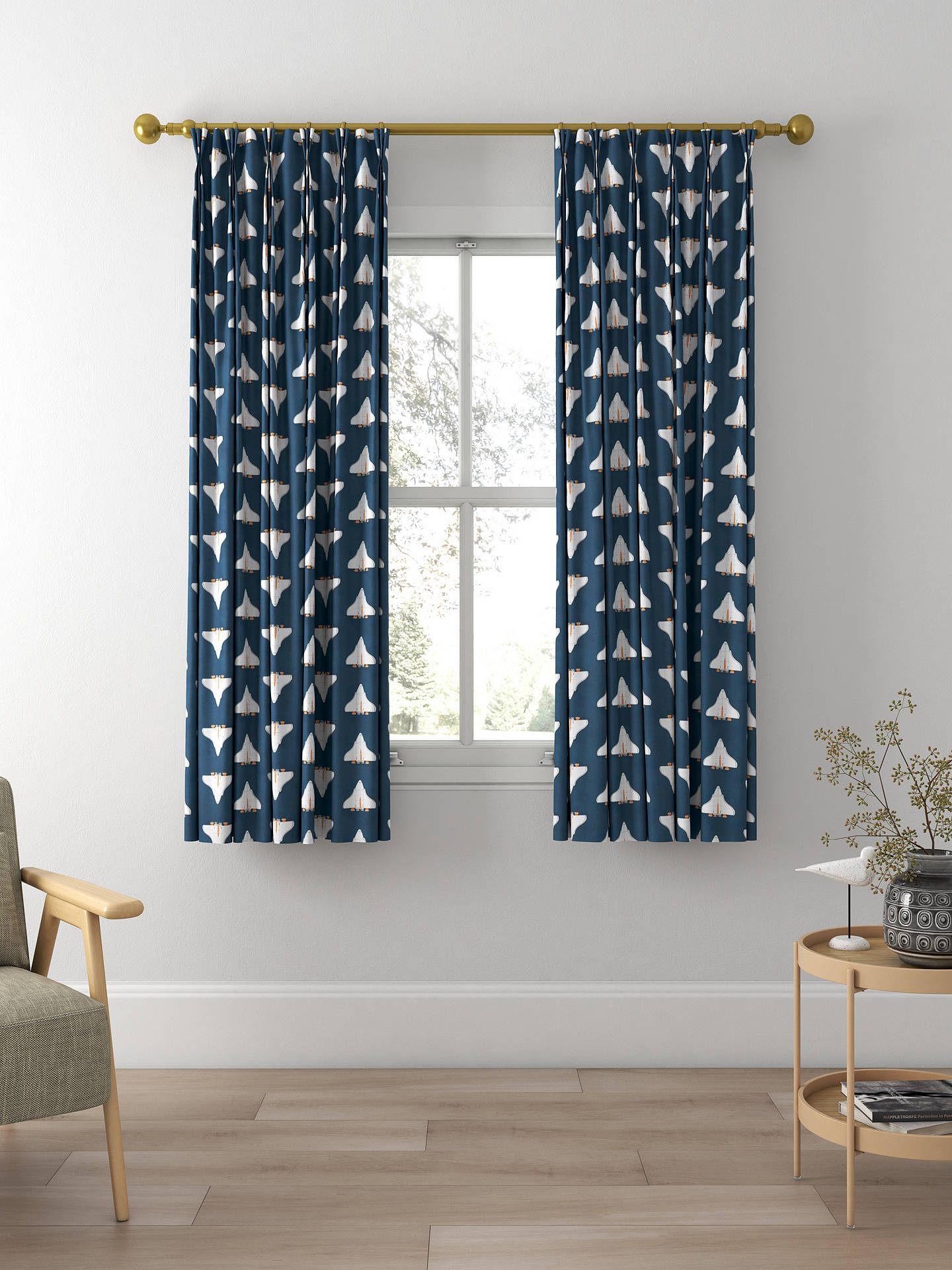 Harlequin Space Shuttle Made to Measure Curtains, Apricot/Navy