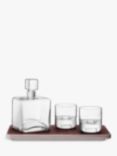 LSA International Cask 1L Whisky Decanter, Wood Tray & Glass Tumblers Set, 4 Piece, Clear/Natural