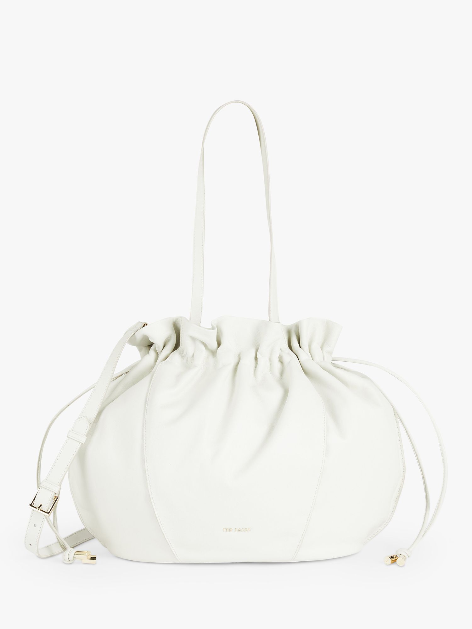 Ted Baker Miemi Slouchy Drawstring Leather Shopper Bag, White at John ...