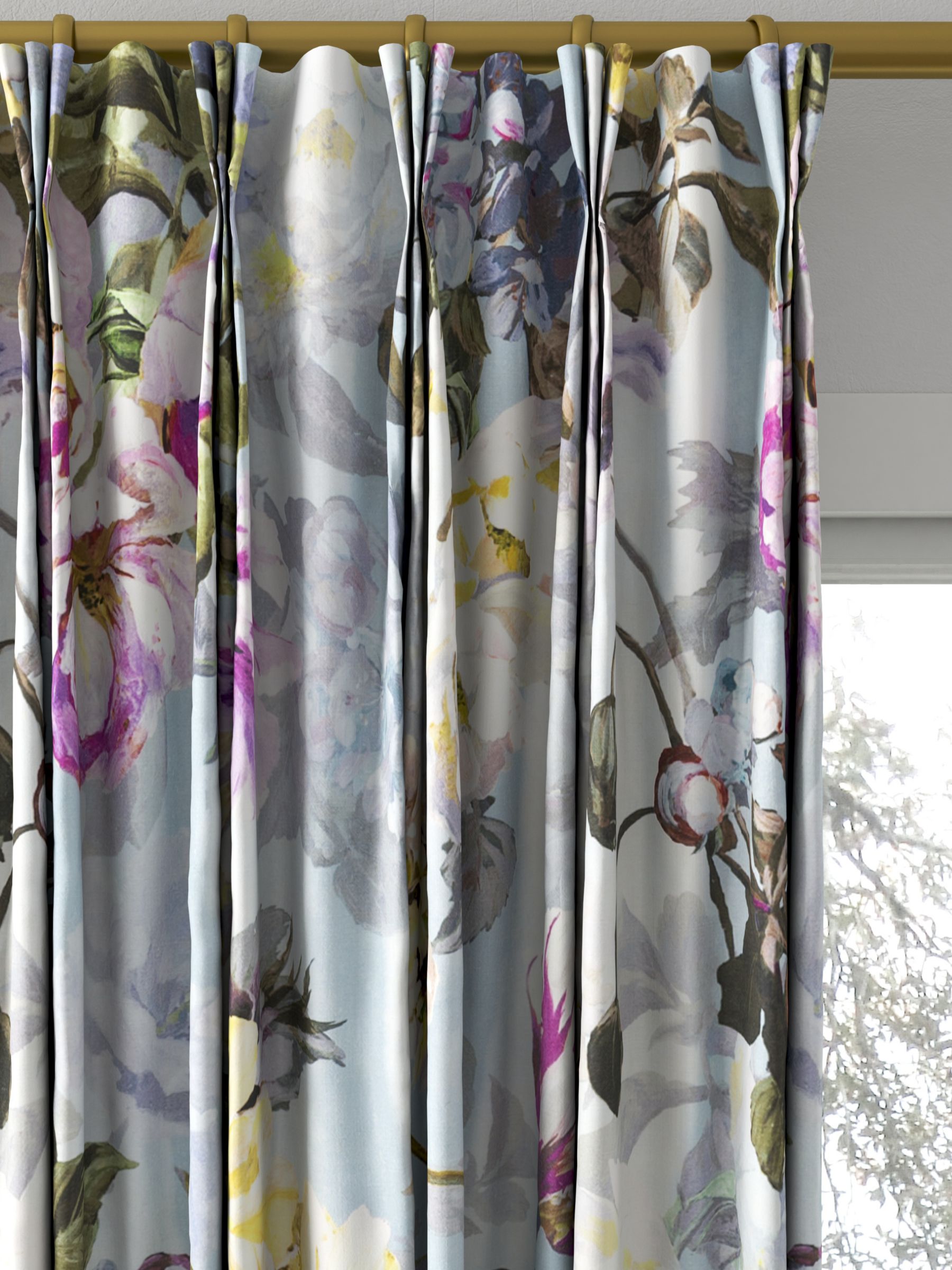 Designers Guild Delft Flower Made to Measure Curtains, Sky