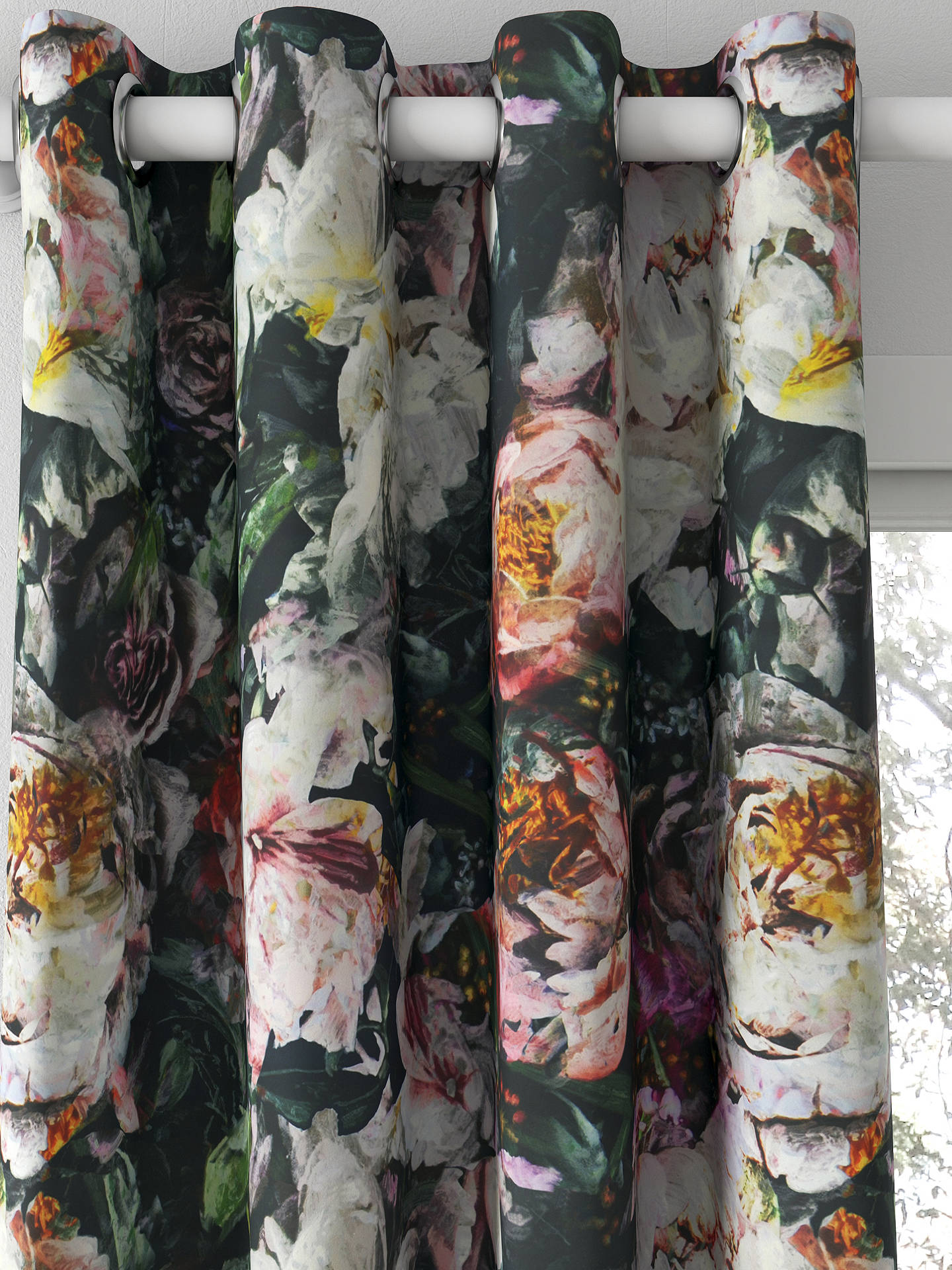 Designers Guild Fleur de Nuit Made to Measure Curtains, Noir