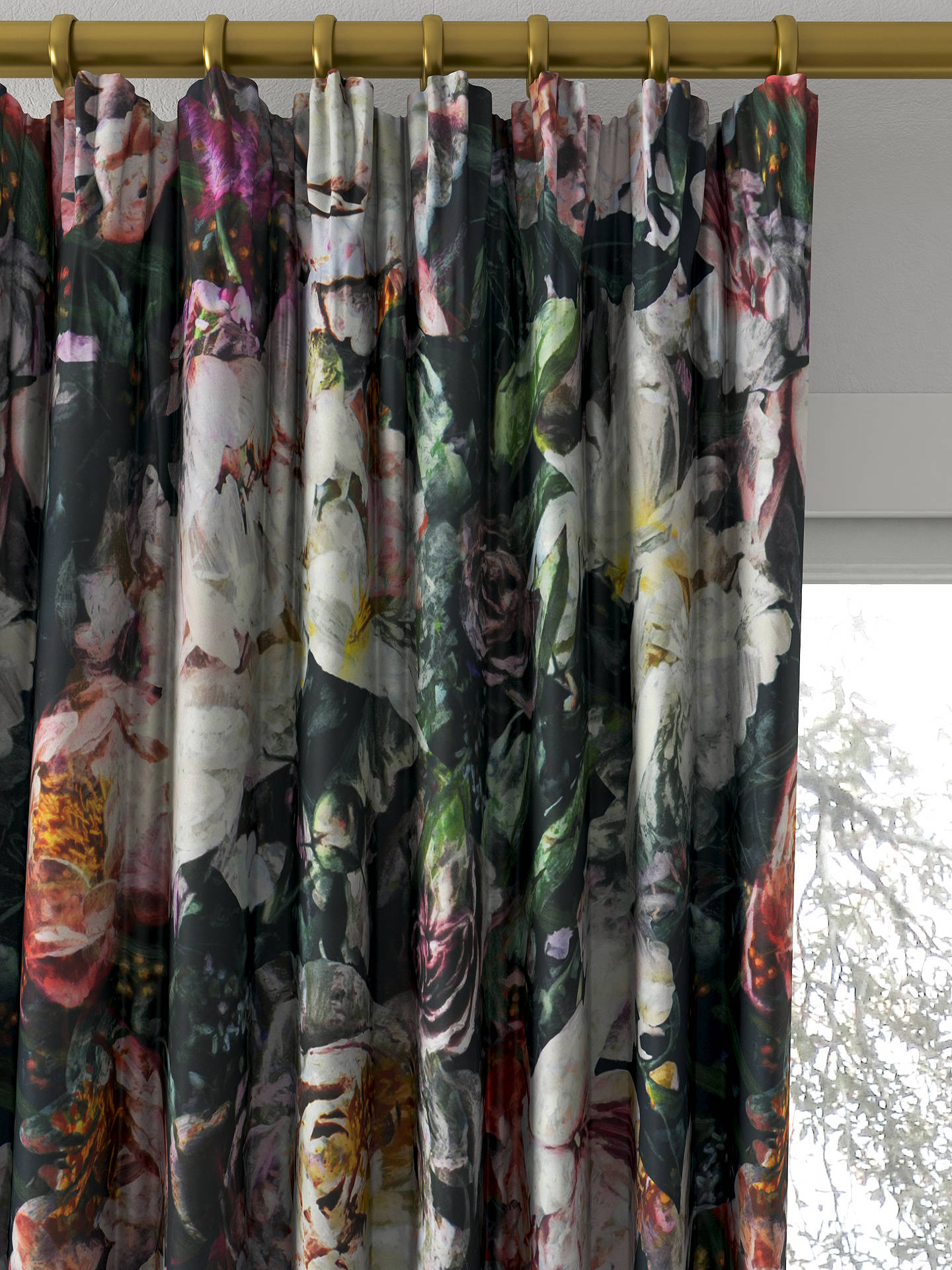 Designers Guild Fleur de Nuit Made to Measure Curtains, Noir