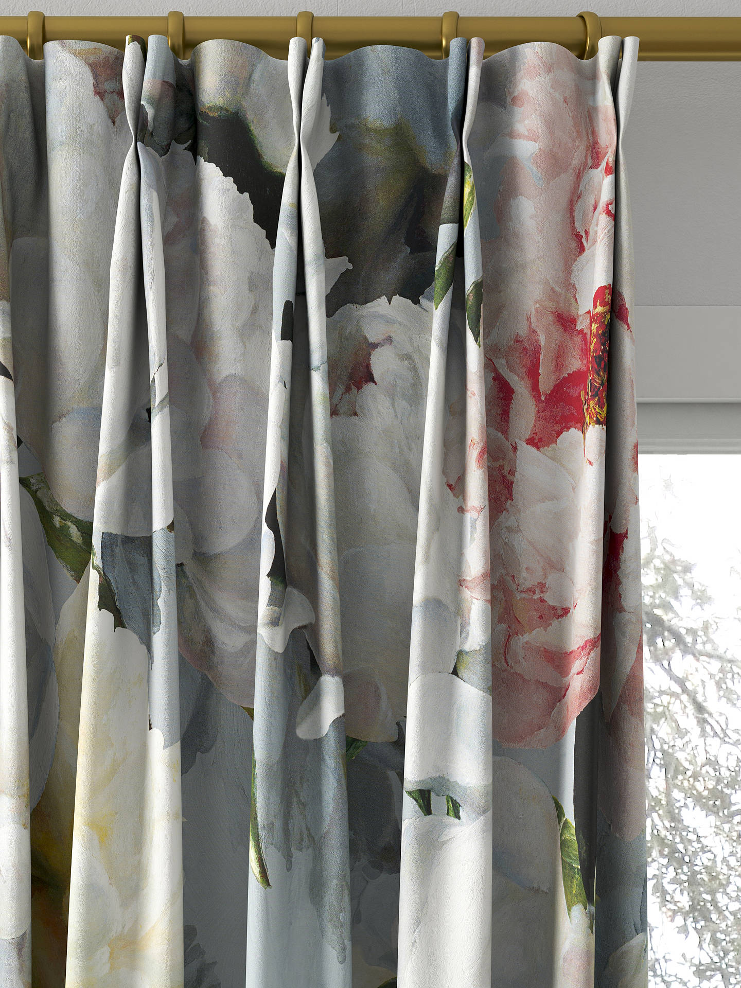Designers Guild Peonia Grande Made to Measure Curtains, Zinc
