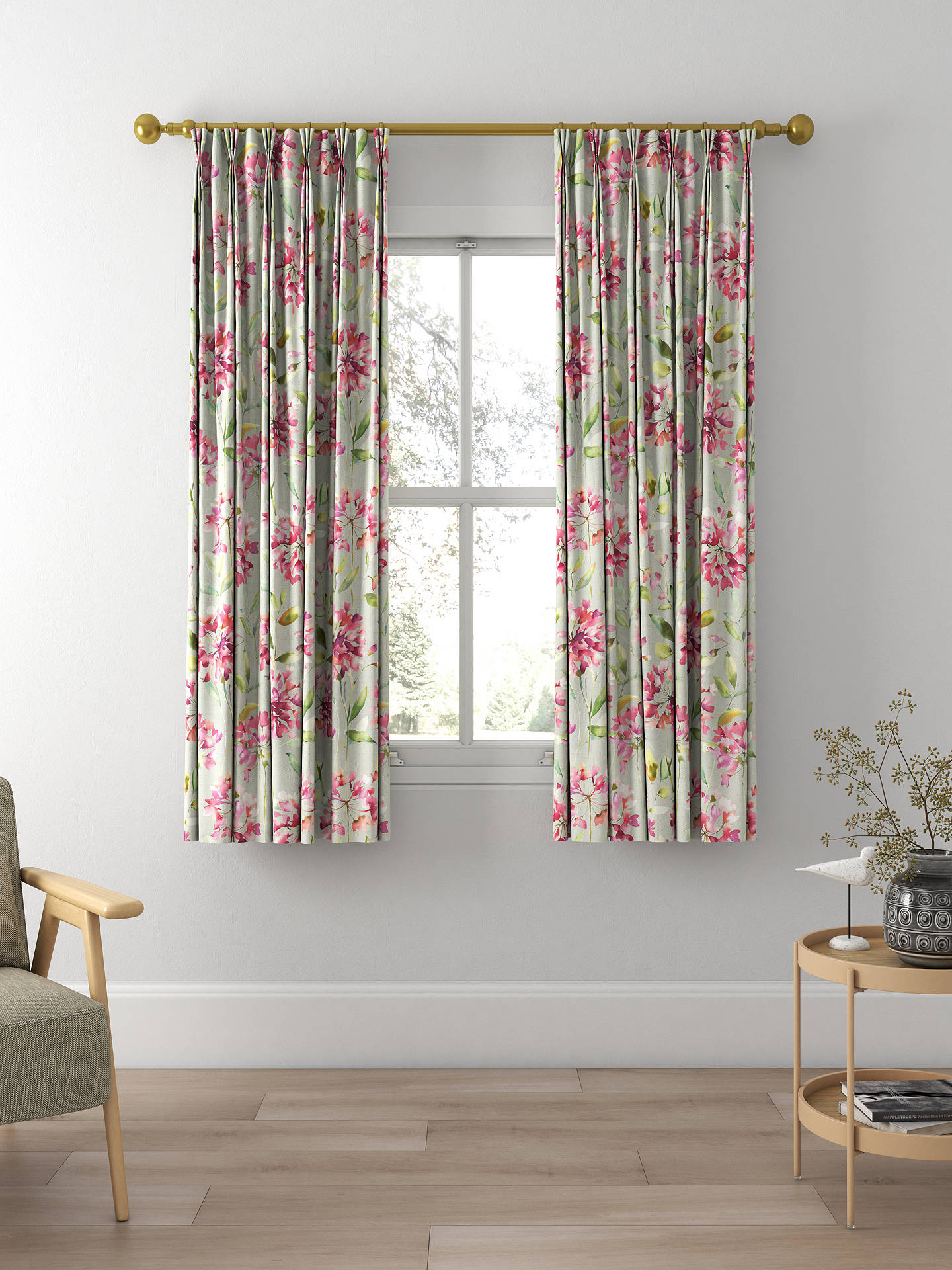 Voyage Clovelly Made to Measure Curtains, Raspberry Stone