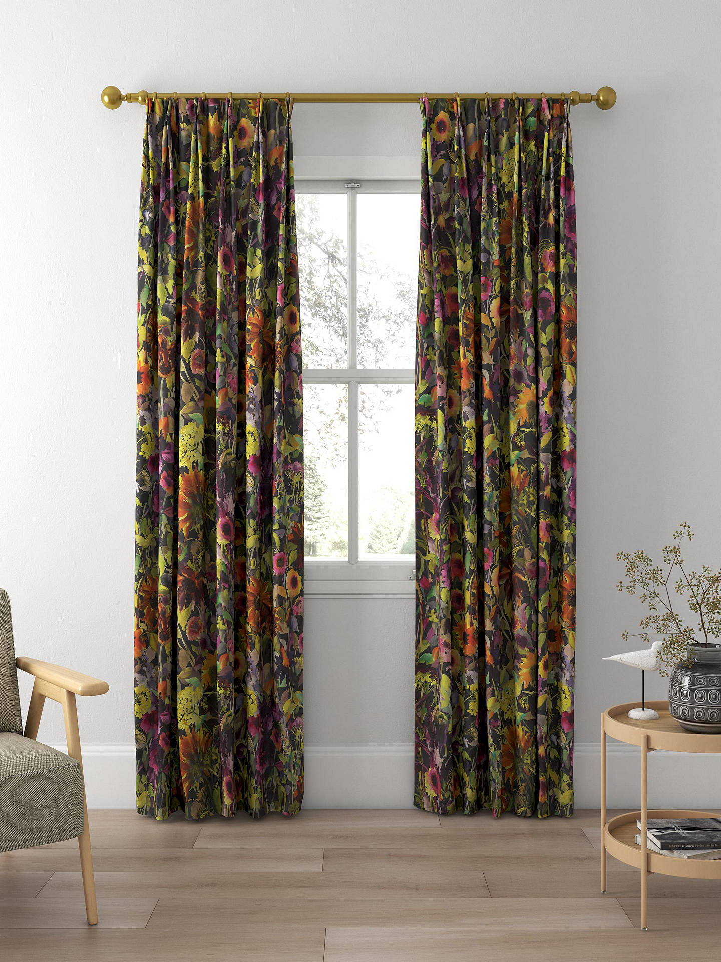 Designers Guild Indian Sunflower Made to Measure Curtains, Graphite