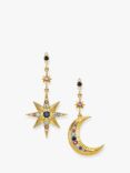 THOMAS SABO Magical Star & Moon Cubic Zirconia Drop Earrings, Gold/Multi