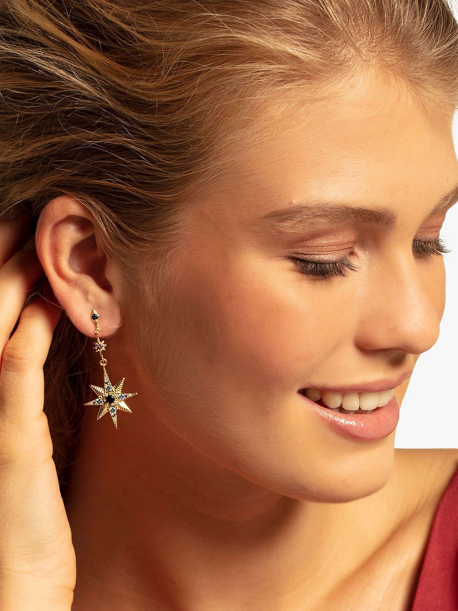 Buy THOMAS SABO Magical Star & Moon Cubic Zirconia Drop Earrings, Gold/Multi Online at johnlewis.com